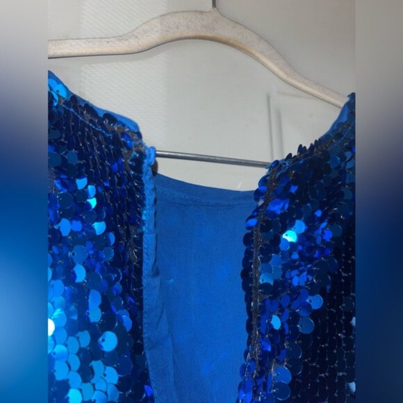 Maeve Anthropologie The Emmy blue sequin mini swing dress size M - Picture 4 of 4